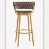 Lu Zi Furniture - Nordic bar stools, home high stools, backrests, front desk tables and chairs, modern simple and light luxury bar chairs, beauty ironwork details Picture